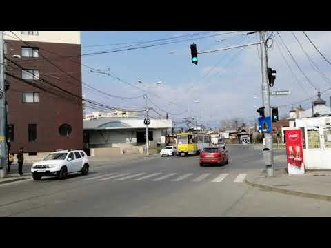Tramvaiul Tatra KT4D #087 pe linia 101 tranziteaza Strada Nicolae Balcescu