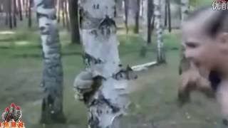 9 Years Old Russian Girl break the tree  Punch  Iron Fist  俄战斗民族9岁女孩徒手打烂了树干