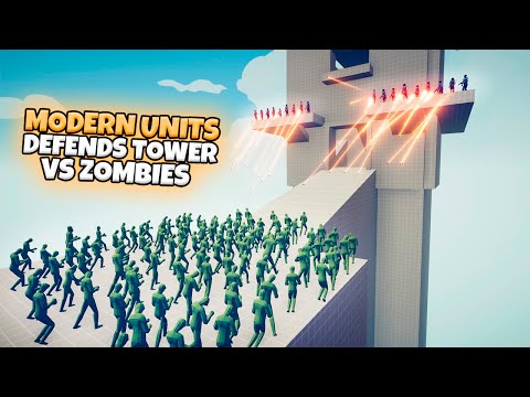 MODERN UNITS DEFENDS TOWER VS ZOMBIES | TABS UNIT CREATOR GAMEPLAY