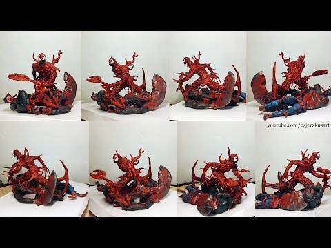 Making Carnage from Spider-man "skating" figure sculpture - Modeling, sculpting, painting