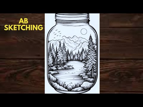 Landscape Drawing in a Jar | Easy Pencil Sketch :#EasyDrawing #BeginnerArt #PencilSketch #Landscap