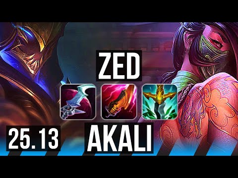 ZED vs AKALI (MID) | 65k DMG, 24/4/12, Legendary | KR Diamond | 25.13