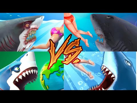 HUNGRY SHARK WORLD VS HUNGRY SHARK EVOLUTION - ALL GOOD AND ENEMY SHARK UNLOCKED NEW 2024 UPDATE