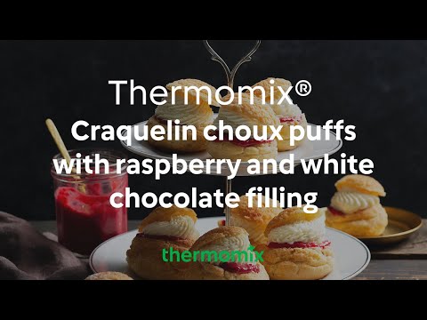 Craquelin Choux Puffs with Raspberry & White Chocolate Filling
