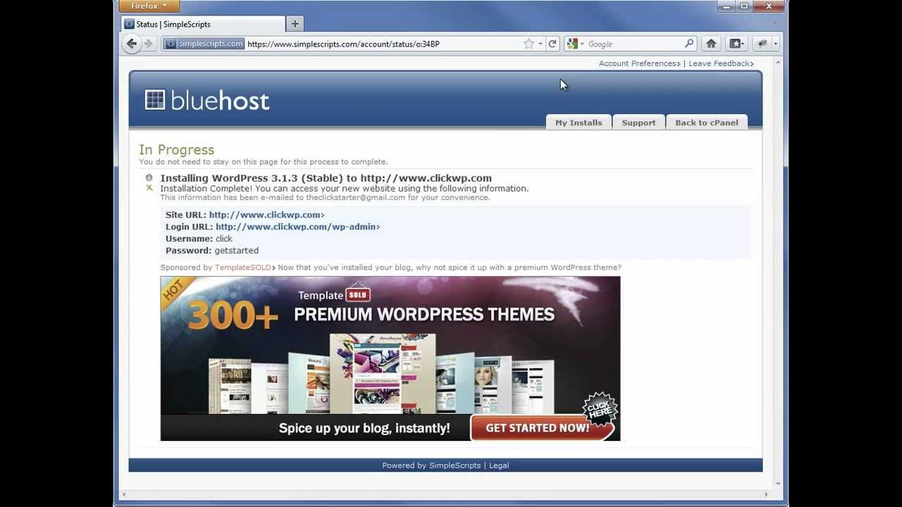 Install WordPress via cPanel (Automatic Installer)