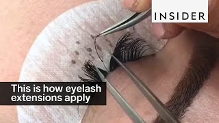 This is how eyelash extensions are applied