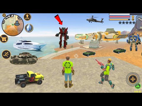 Vegas Crime Simulator (Vegas Hero Fight Robot ) Blue & Red Car Robot on Ship - Android Gameplay HD