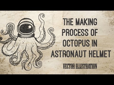 Speed art octopus in astronaut helmet