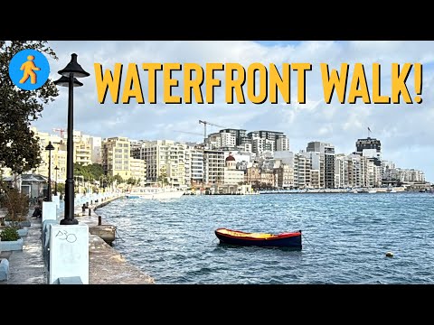 Let's Walk in Sliema, Malta!  Exploring the Waterfront 