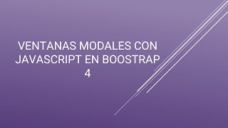 Mostrar Ventana Modal mediante JavaScript