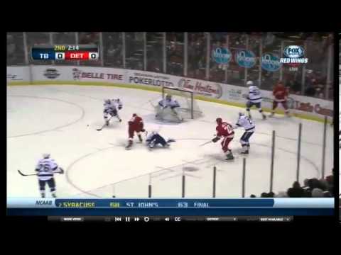 Ben Bishop stick positioning 12/15/2013 Tampa Bay Lightning at Detroit Red Wings