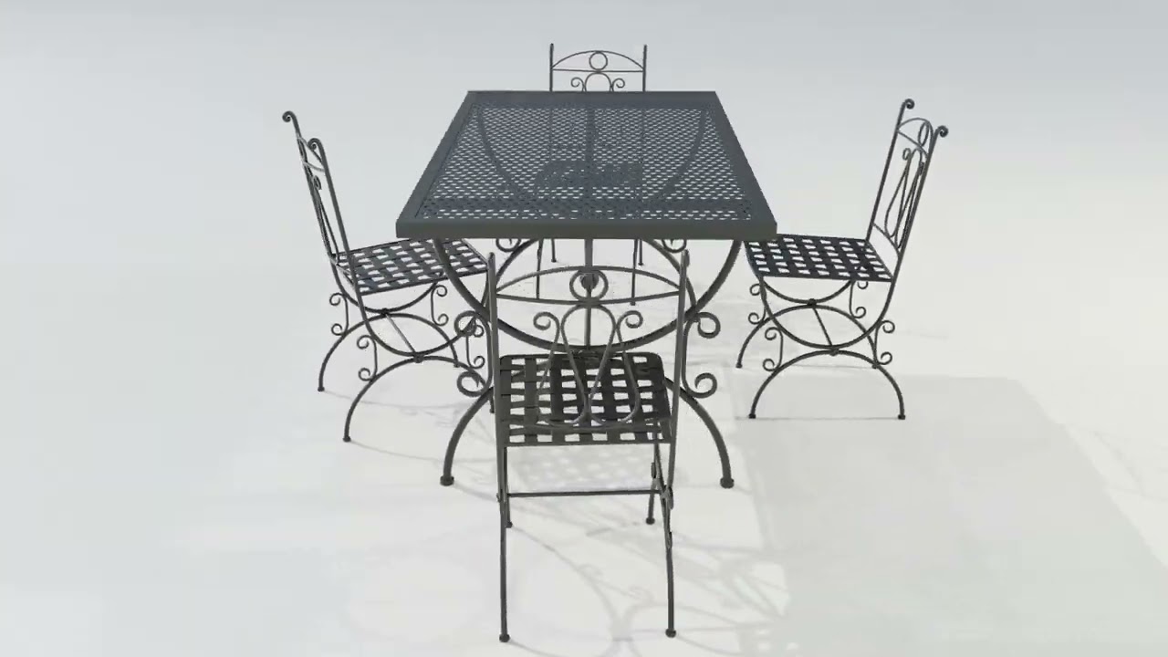 Iron Table and Chairs 3D Model