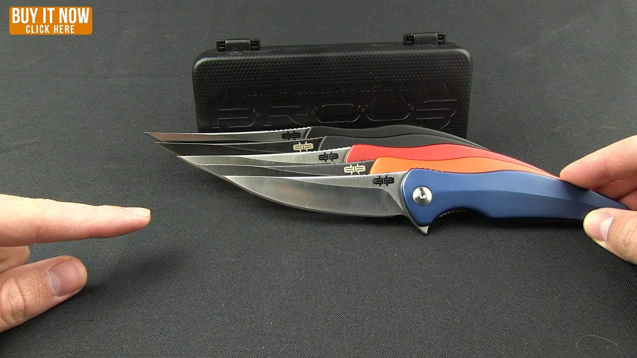 Brous Blades Sniper Flipper Liner Lock Knife Orange Aluminum (3.75" Acid SW)