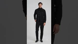 Men's Corduroy Shirt and Pants Walking Suit in Winter Cotton Fabric Casual in Color Black leisure Style video