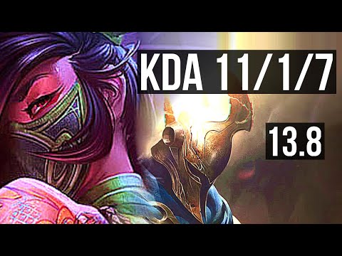 AKALI vs PANTHEON (MID) | 11/1/7, 400+ games, Godlike | KR Master | 13.8