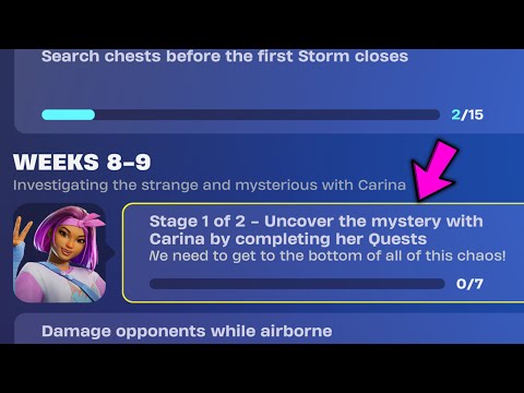 Uncover the mystery with Carina by completing her Quests - Fortnite Week 8-9 Quests