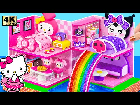 KUROMI vs MY MELODY | Make Pink House with Two Bed for Hello Kitty and Friends | DIY Miniature House