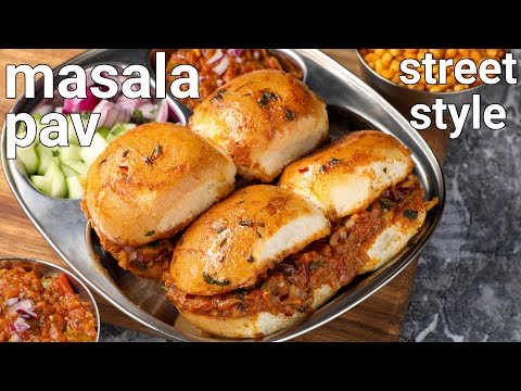 mumbai street style masala pav recipe | bhaji stuffed masala pav | pav bhaji sandwich
