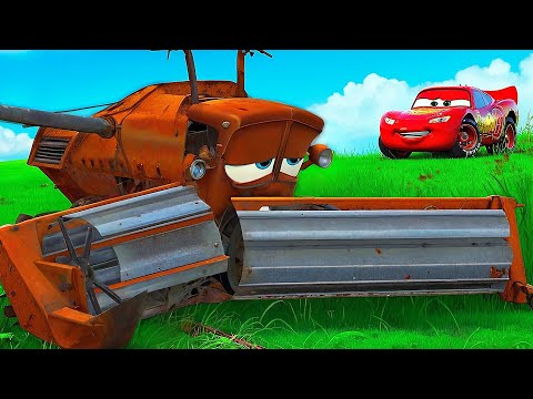Broken and Rotten FRANK in the trash! Lightning McQueen came to laugh at him! Pixar Cars