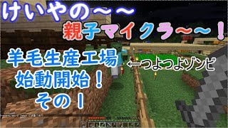 けいやの「親子マイクラ」実況part33　羊毛生産工場１~土台作り~