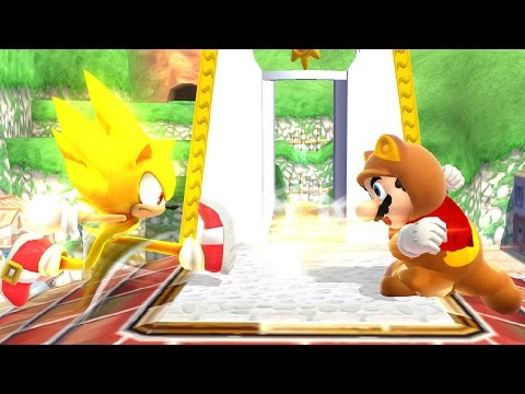 Tanooki Mario VS Super Sonic - Super Smash Bros. Wii U (Smash Mods)