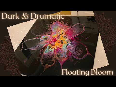 #216 Dunkle und dramatische schwimmende Blüte |  Acryl Gießen Malerei | Flüssige Malerei