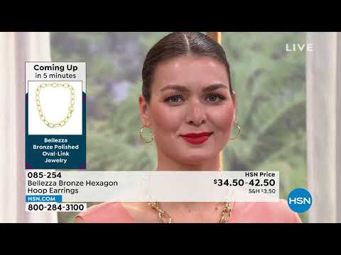 Bellezza Bronze Hexagon Hoop Earrings  3/4"