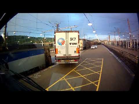drive on and off channel tunnel train in a truck, 4x speed.