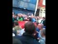 Liverpool fan get's his car kicked in on gwladys Street