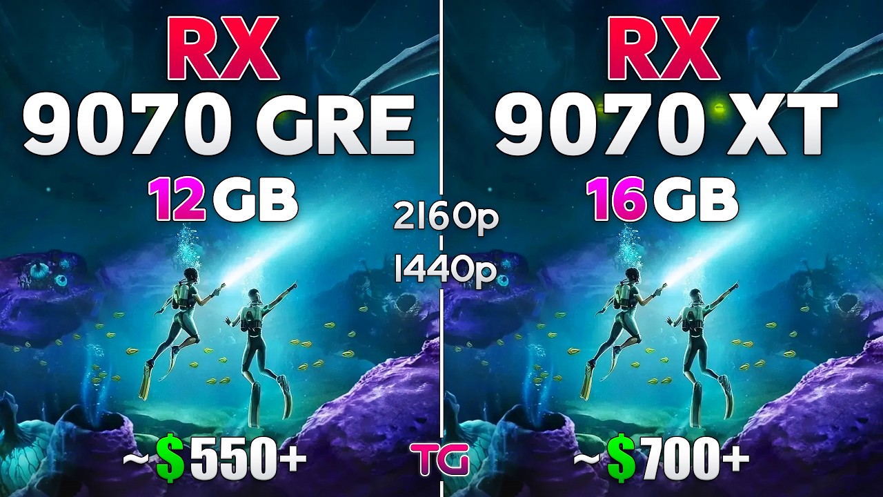 RX 9070 GRE vs RX 9070 XT - Test in 12 Games | 1440p & 4K