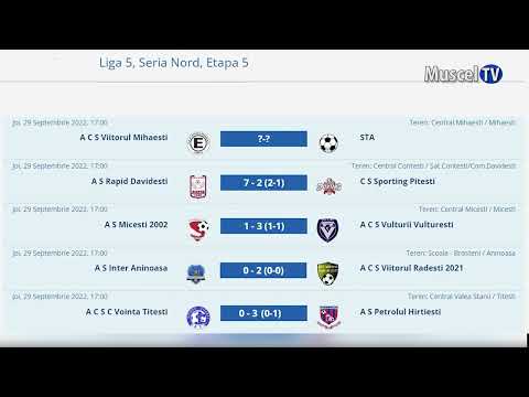 Jurnal MUSCEL TV 29.09.2022 SPORT – fotbal – Liga a V-a rezultate seria Nord