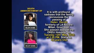 HELEN DANIEL ~ Short Obituary