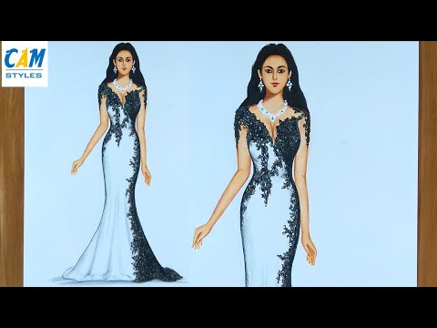 Drawing Black and White Dress