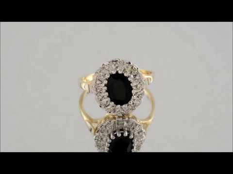 9ct Gold Diamond And Sapphire Cluster Ring - D9276