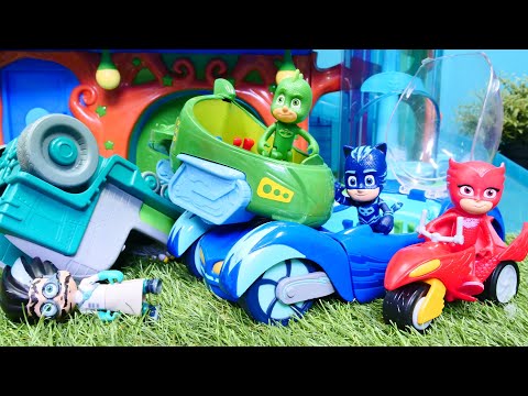 Spielspaß mit den Pyjamahelden - Die Fahrzeuge der PJ Masks springen nicht an - Spielzeugvideo