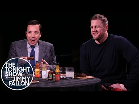J.J. Watt & Jimmy Get Their Feelings Hurt While Eating Spicy Wings w/ Sean Evans (Hot Ones)