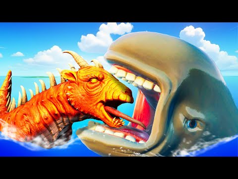 GOATZILLA and MEGA WHALE Battle In the Ocean! - Goat Simulator 3