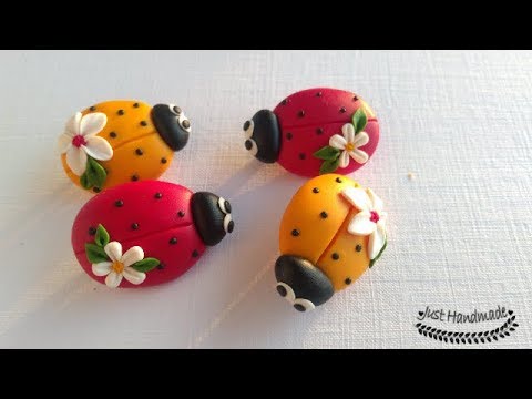 ~JustHandmade~ How to make a polymer clay (fimo) ladybug brooch