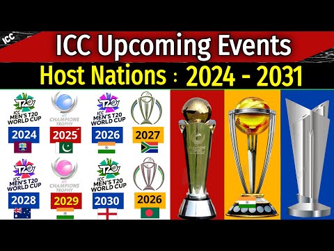Upcoming ICC T20, ODI, Champions Trophy Host Country from 2024 to 2031 | ICC Events Host 2024 - 2031