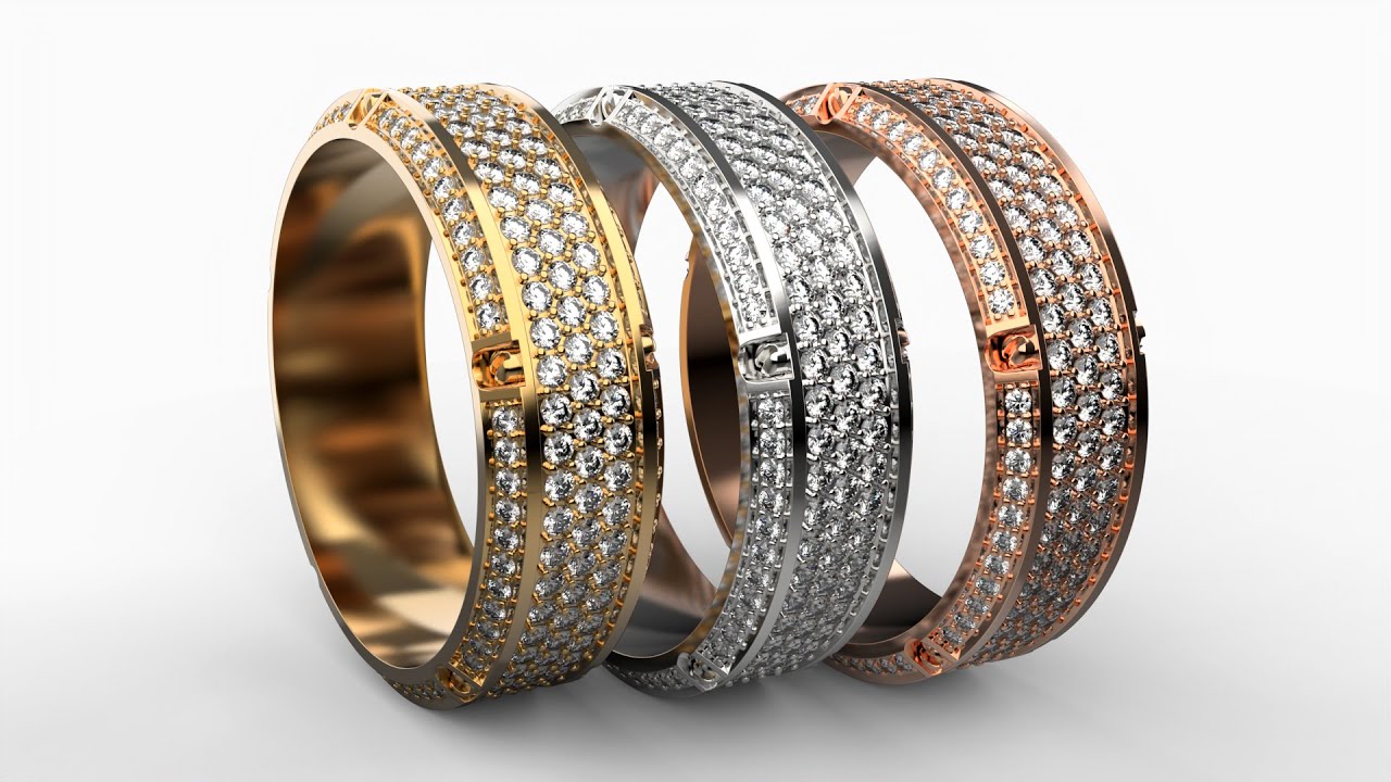 Gold Screw Pave ring R27 3D print model 3D Print Model