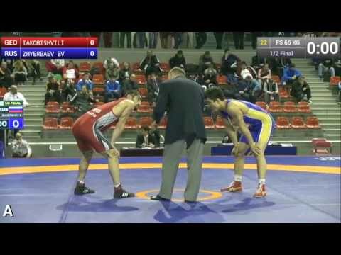 Semifinal FS - 65 kg: Zarubi IAKOBISHVILI (GEO) df. Evgenii ZHYERBAEV (RUS) by TF, 8-0
