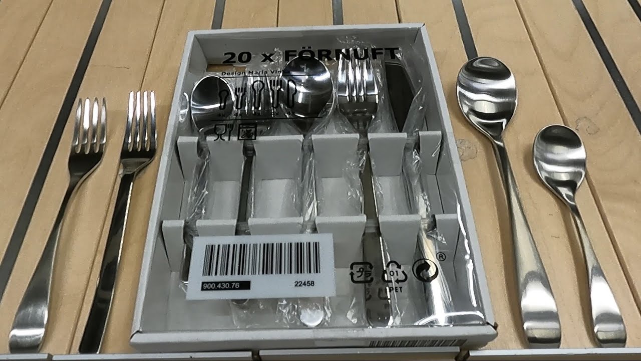 IKEA FORNUFT 20 PIECE FLATWARE SET STAINLESS STEEL CLOSER LOOK KITCHENWARE REVIEW IKEA SHOP SHOPPING