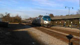 preview picture of video 'Amtrak 77, 89 Palmetto, southbound, Fayetteville NC. 2010,12,2010'