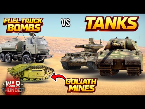TANKS VS GOLIATH MINES & TRUCK BOMBS - Which Tank Does Best? - WAR THUNDER