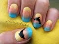 Sunset Ombre Dolphin Nail Art 