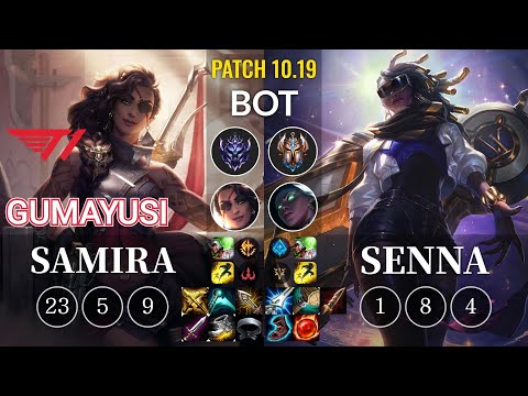 T1 Gumayusi Samira vs Senna Bot - KR Patch 10.19