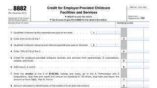 IRS Form 8882 walkthrough (Credit for Employer-Provided ChildcareFacilities and Services)