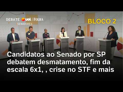 Candidatos ao Senado por SP debatem fim da escala 6×1, desmatamento, crise no STF e mais