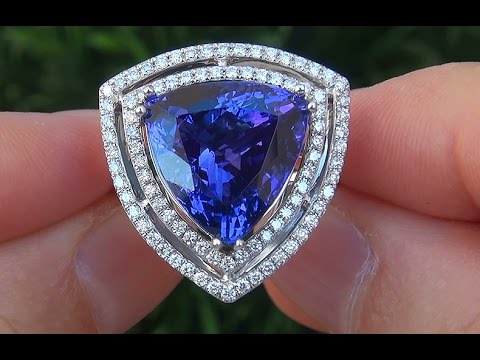 GIA Certified FLAWLESS Natural Trillion Cut Tanzanite Diamond 14k Gold Vintage Ring -  A131580