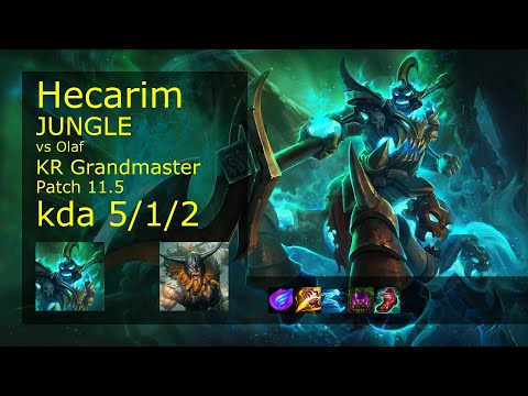 Hecarim Jungle vs Olaf - KR Grandmaster 5/1/2 Patch 11.5 Gameplay // [롤] 헤카림 vs 올라프 정글